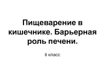 Пищеварение в кишечнике. Барьерная роль печени. Презентация к уроку биологии 8 класс