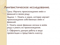 Презентация по русскому языку на тему  Лингвистическое исследование