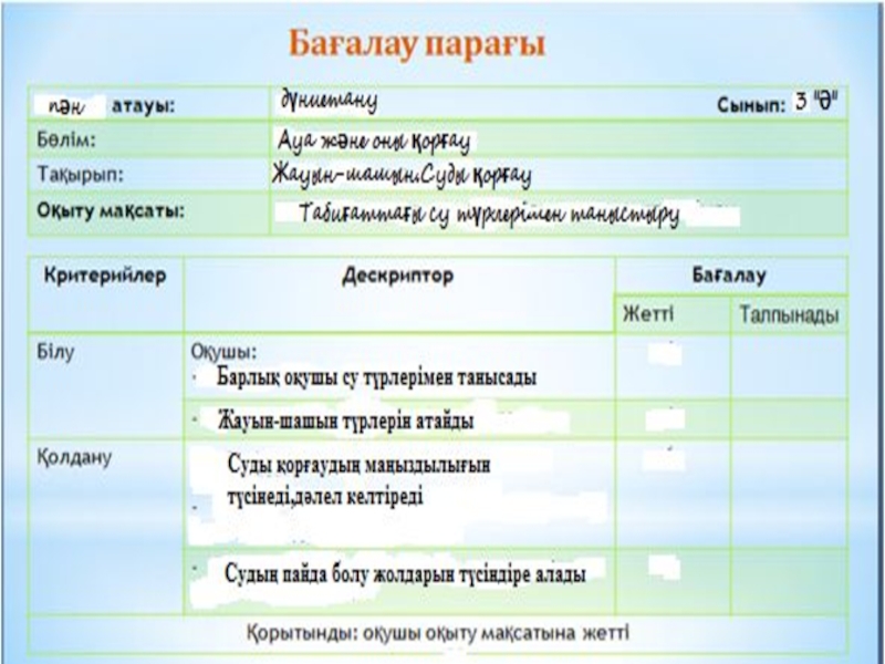 Презентация по природаведению на тему Жауын.Суды қорғау