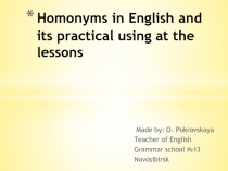 Презентация Homonymy in English