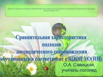 Презентация Сравнительная характеристика подходов логопедического сопровождения обучающихся в соответствие с АООП УО(ИН)