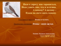 Презентация по окружающему миру на тему Птицы наши друзья