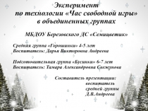 Презентация по технологии Час свободной игры