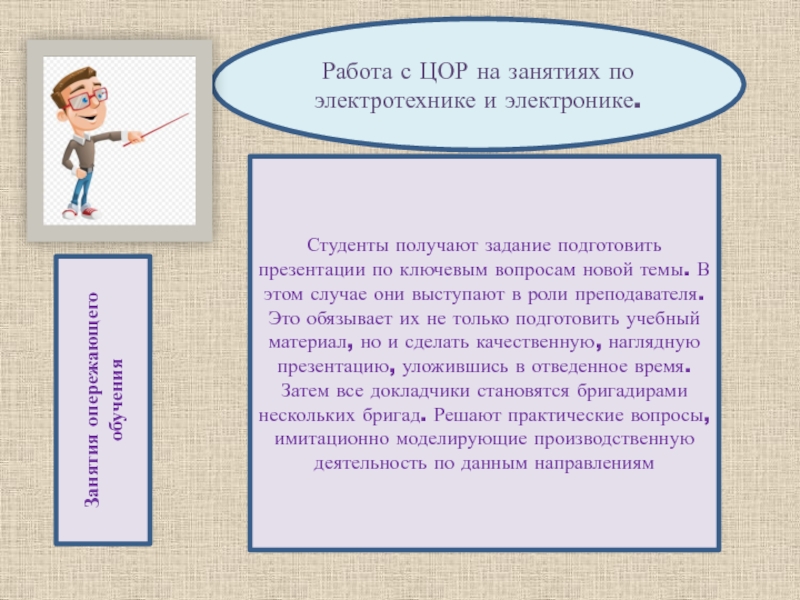 Цифровые образовательные ресурсы Студенты получают задание подготовить презентации по ключевым вопросам новой темы. В Студенты получают задание подготовить презентации по ключевым вопросам новой темы. В этом случае они выступают в роли