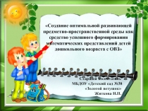 Презентация: Создание оптимальной развивающей предметно-пространственной среды для детей с ОВЗ