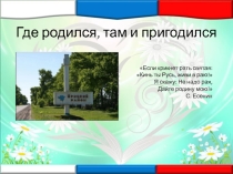 Презентация Где родился, там сгодился