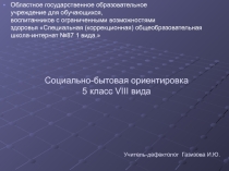 Учебно-тематическое планирование программного материала по предмету Социально-бытовая ориентировка