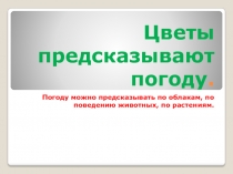 ЦВЕТЫ ПРЕДСКАЗЫВАЮТ ПОГОДУ