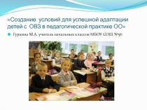 Презентация Создание условий для успешной адаптации детей с ОВЗ в педагогической практике ОО