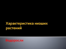 Презентация по теме: Характеристика низших растений. Водоросли. для СПО