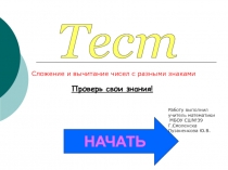 Тест по теме Сложение и вычитание чисел с разными знаками