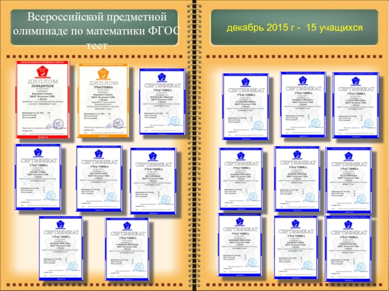 Методическое портфолио Головковой С. А. Всероссийской предметной олимпиаде по Всероссийской предметной олимпиаде