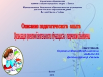 Описание педагогического опыта Организация проектной деятельности обучающихся в творческом объединении
