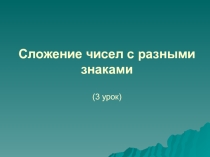 Презентация к уроку Сложение чисел с разными знаками