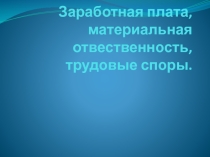 Презентация к уроку: Заработная плата, материальная ответственность сторон, трудовые споры