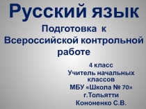 Презентация по русскому языку на тему Подготовка к Всероссийской контрольной работе