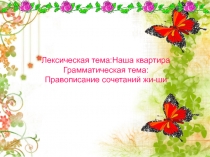 Лексическая тема:Наша квартира Грамматическая тема: Правописание сочетаний жи-ши