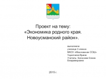 Проект Экономика нашего края (1 класс)