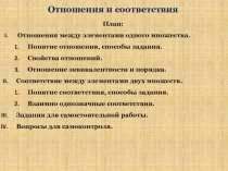 Презентация по ТОНКМ с методикой обучения на тему Отношения и соответствия