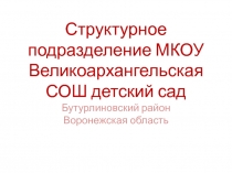 Презентация Структурное подразделение МКОУ Великоархангельская СОШ детский сад