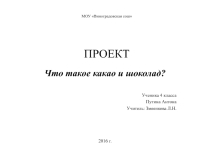 Что такое шоколад. Проект - исследование.