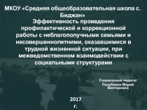 Презентация к докладу по теме: Эффективность проведения профилактической и коррекционной работы с неблагополучными семьями и несовершеннолетними, оказавшимися в трудной жизненной ситуации, при межведомственном взаимодействии с социальными структурами