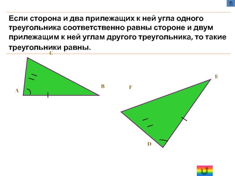 Презентация по геометрии на тему Признаки равенства треугольников Теорема CABDEF Теорема CABDEF