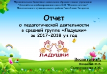 Отчет о педагогической деятельности в средней группе Ладушки за 2017-2018 уч.год