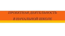 Презеентация Проектная деятельность в начальной школе
