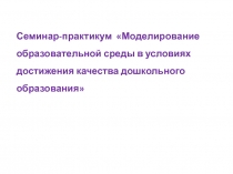 Моделирование образовательной среды в условиях достижения качества дошкольного образования