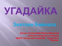 Презентация викторины часа общения на тему Знатоки Байкала (2 класс)
