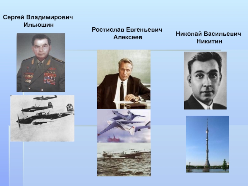 Презентация к исследовательской работе Великое изобретение человека Конструктор Николай Васильевич НикитинРостислав Евгеньевич Алексеев Сергей Владимирович Ильюшин Николай Васильевич НикитинРостислав Евгеньевич Алексеев Сергей Владимирович Ильюшин