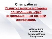 Обобщение опыта Развитие дошкольников через нетрадиционные техники аппликации
