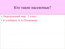 Презентация по окружающему миру Кто такие насекомые? 2 класс