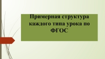Презентация  Примерная структура каждого типа урока по ФГОС