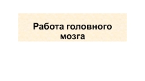 Презентация по теме: Работа головного мозга