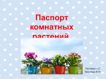 Презентация Паспорт комнатных растений.
