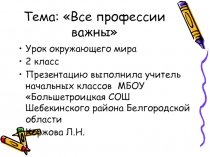 Презентация по окружающему миру Все профессии важны (2 класс)