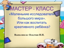 Мастер - класс  Маленькие исследователи большого мира