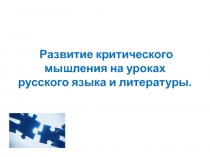 Развитие критического мышления на уроках русского языка и литературы.