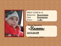Проект ученицы 2 класса  Камень загадка