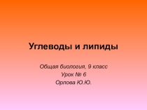 Презентация по биологии на тему Углеводы и липиды