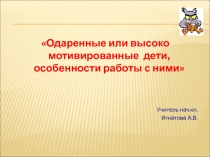Одаренные или высоко мотивированные дети, особенности работы с ними