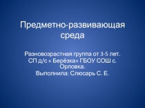 Презентация  Предметно-развивающая среда