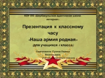 Презентация к классному часу Наша Армия Родная(для учащихся 4 класса)
