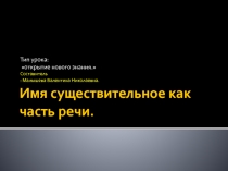 Презентация по русскому языку на тему  Имя существительное как часть речи
