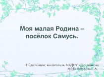 Презентация для детей дошкольного возраста на тему Моя малая Родина - посёлок Самусь