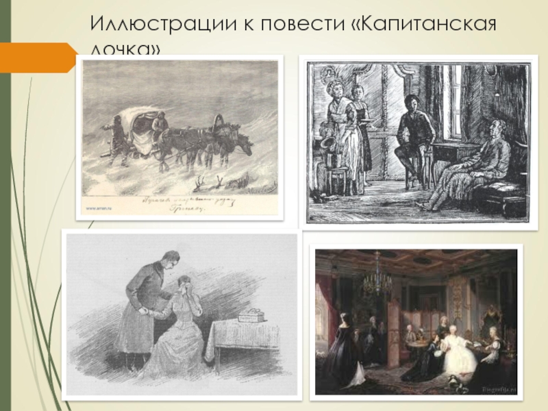 Презентация к уроку Жизнь и творчество А.С. Пушкина Иллюстрации к повести «Капитанская дочка» Иллюстрации к повести «Капитанская дочка»
