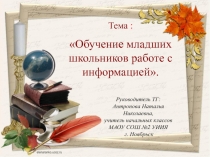 Итоги работы творческой группы по теме Обучение младших школьников работе с информацией.