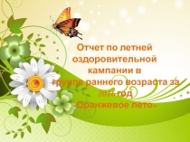 Отчет по летней оздоровительной кампании в группе раннего возраста за 2016 год Оранжевое лето